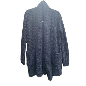 LINE opened cardigan with pockets dark blue opened knit wool blend Size XS
